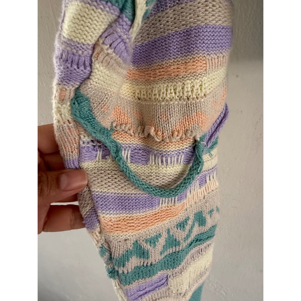 Womens 3D Textured Knit Cropped Sweater Pastel Multi Color Size Medium - Picture 5 of 6
